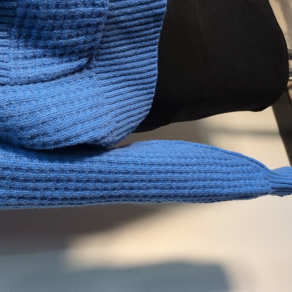 EVERLANE Belgian Waffle Pocket Pullover Sweater Recycled Cashmere Blue, Size L - Picture 9 of 11